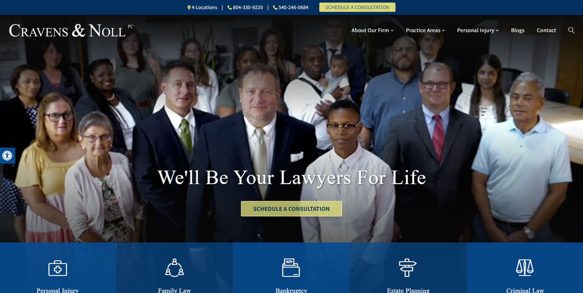Cravens & Noll Lawyer Website Design - Homepage