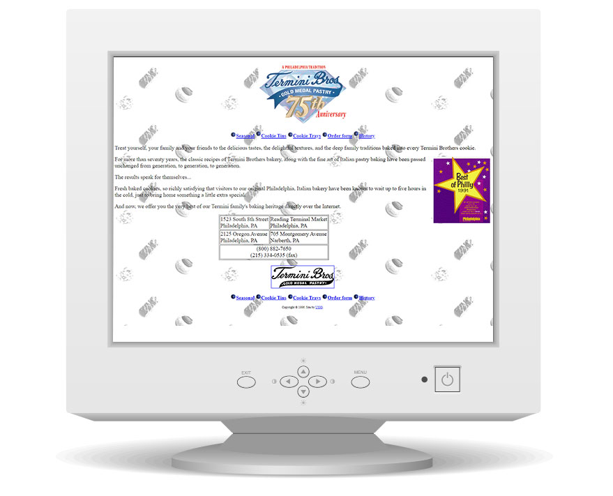 Termini's Old website on an old CRT monitor