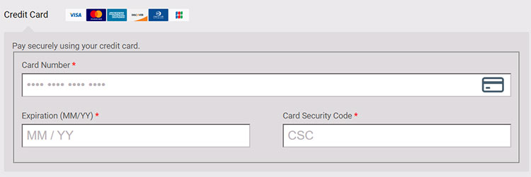 Woocommerce credit card form