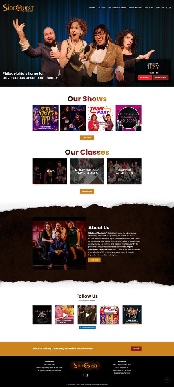 SideQuest Theater Web Design